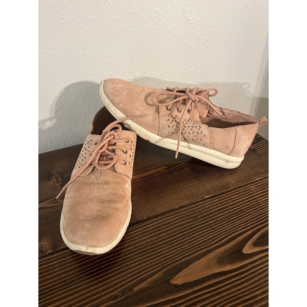 Toms Womens Del Ray Size 9.5‎ Casual Suede Tennis Shoes Light Pink